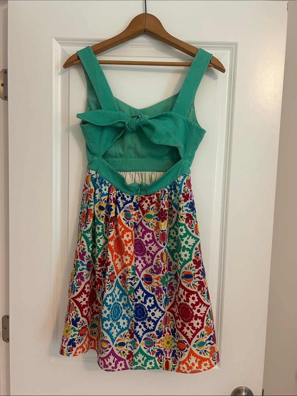 Judith March Mint Green Top with Multicolor Tile-Print Skirt - Picture 2 of 3